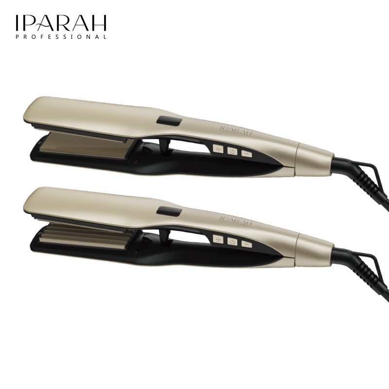 IPARAH P-115 Wide Plate 2-in-1 Hair Flat Iron & Hair Crimper – Professional Electric Hair Straightener