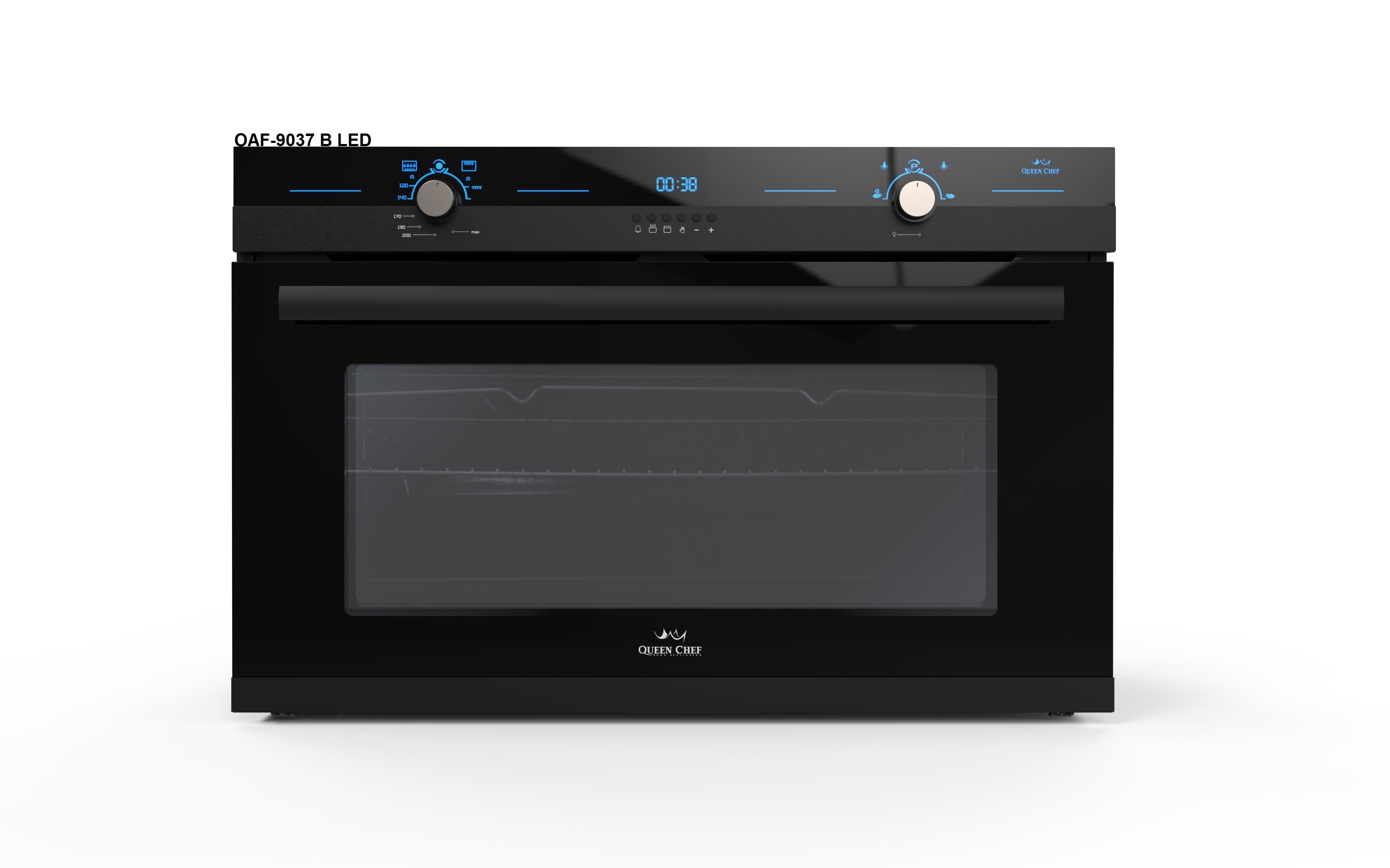 Queen Chef LED Built‑In Gas Oven – OAF‑9037 B LED (90 cm, Full Black)