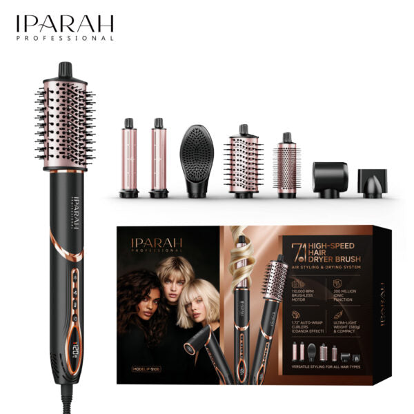 IPARAH P-510 Hairdryer 7-in-1 Multi-Styler with Hot Air Brush, Auto-Wrap Hair Dryer, Curler & Straightener