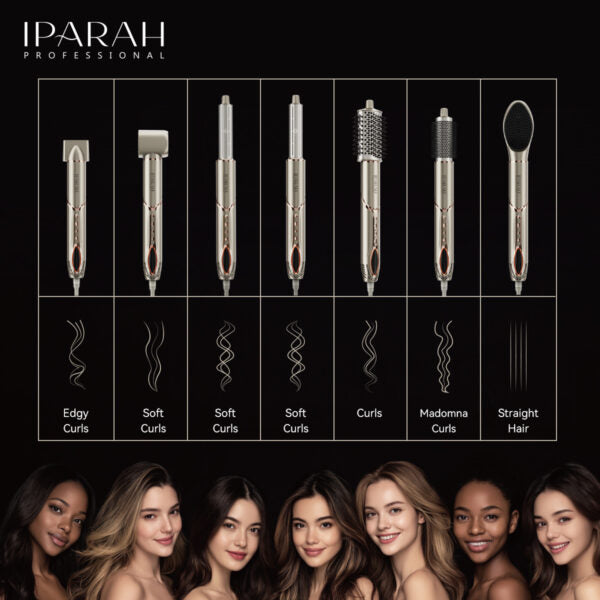 IPARAH P-510 Hairdryer 7-in-1 Multi-Styler with Hot Air Brush, Auto-Wrap Hair Dryer, Curler & Straightener