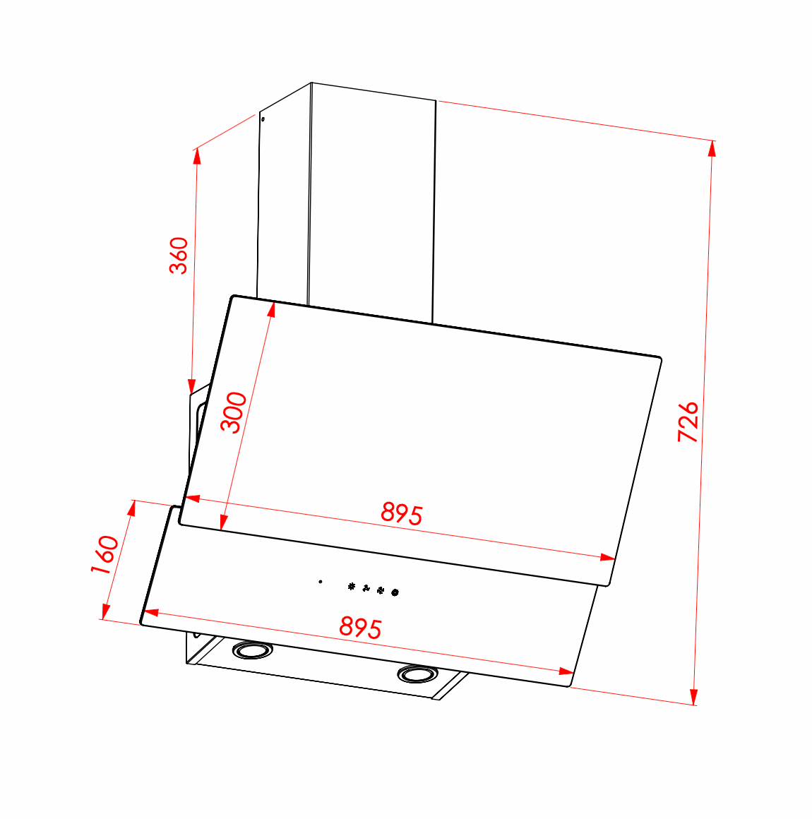 Elleti 14-340-90-AD-EL 90 cm Black Glass Cooker Hood