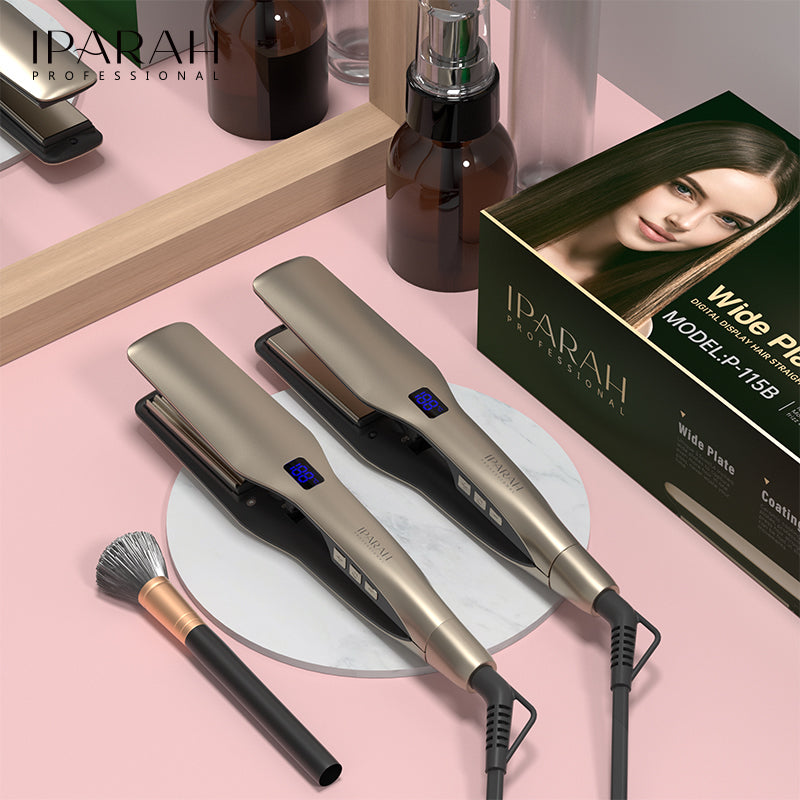 IPARAH P-115 Wide Plate 2-in-1 Hair Flat Iron & Hair Crimper – Professional Electric Hair Straightener