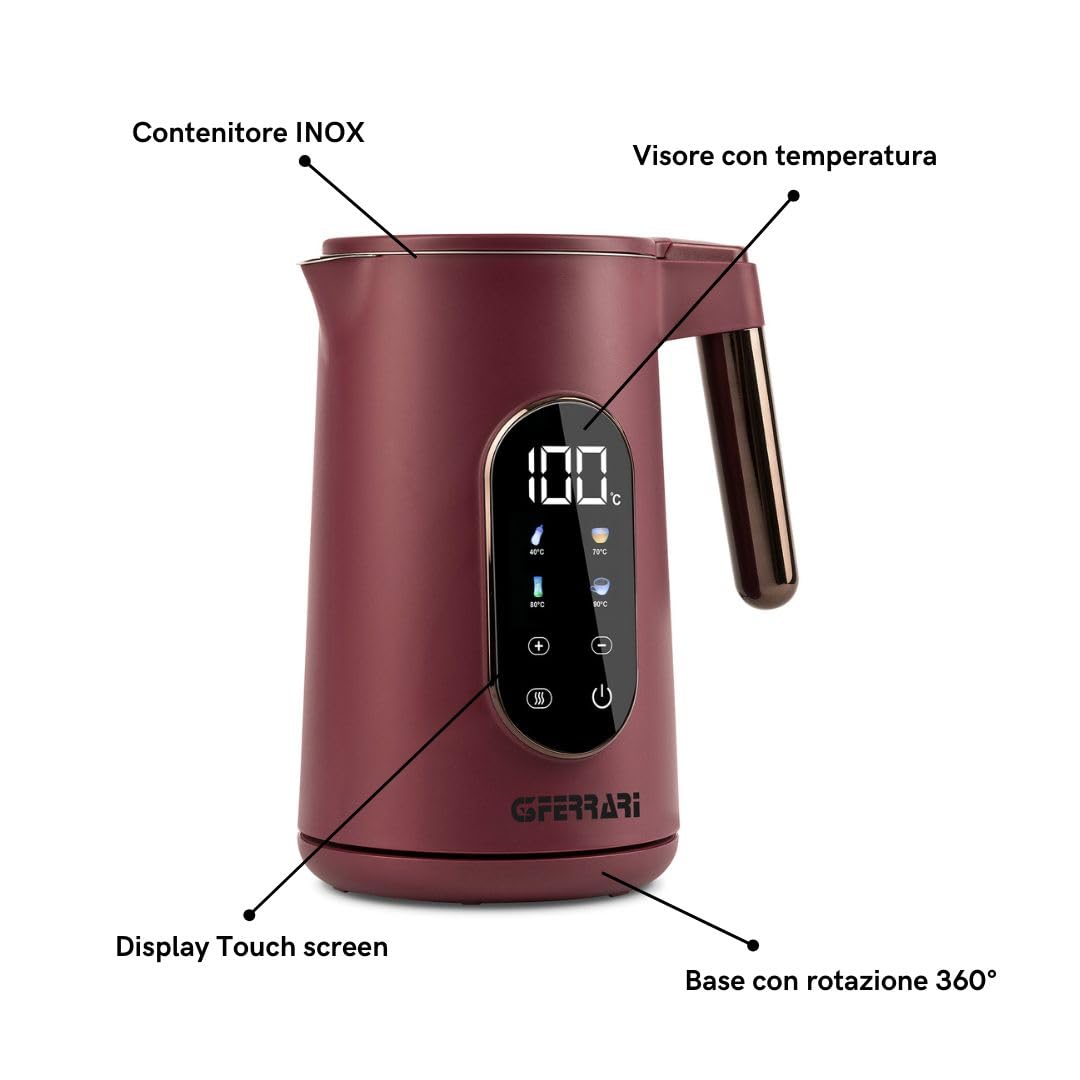 G3 Ferrari Thermostatic Kettle G10205 – Black & Red