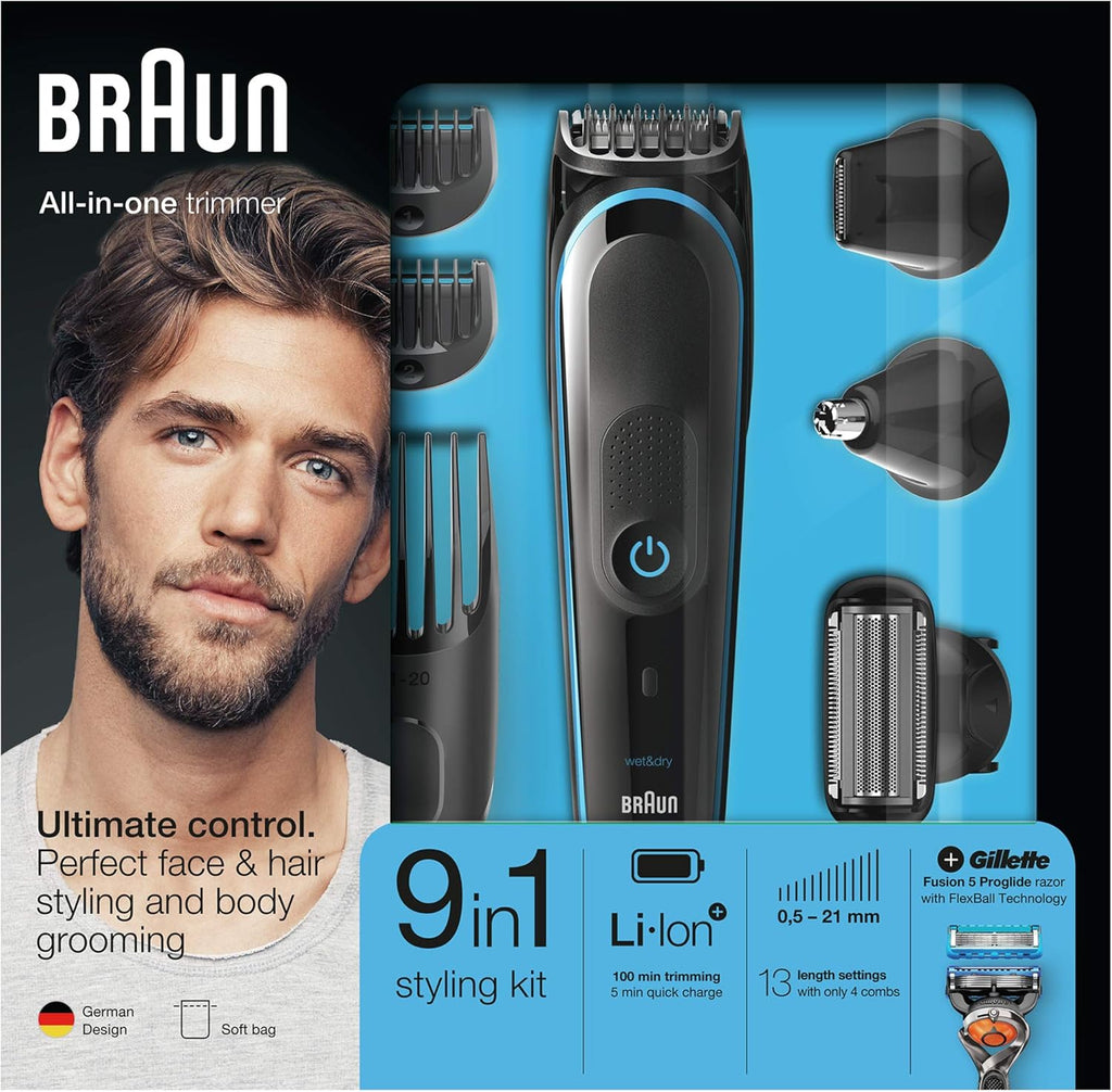 Braun 9-in-1 All-in-One Trimmer– Beard, Hair & Body Grooming Kit