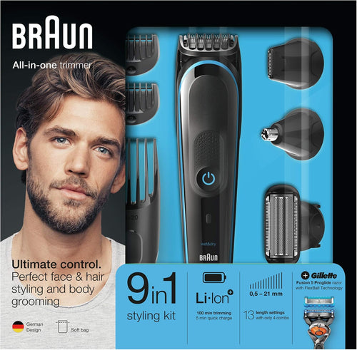 Braun 9-in-1 All-in-One Trimmer– Beard, Hair & Body Grooming Kit