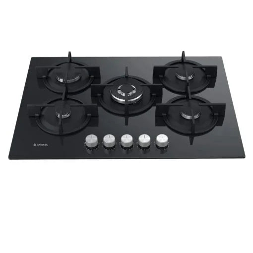 Ariston AGS72F/BK 75 cm Built‑In Gas Hob – Black Glass