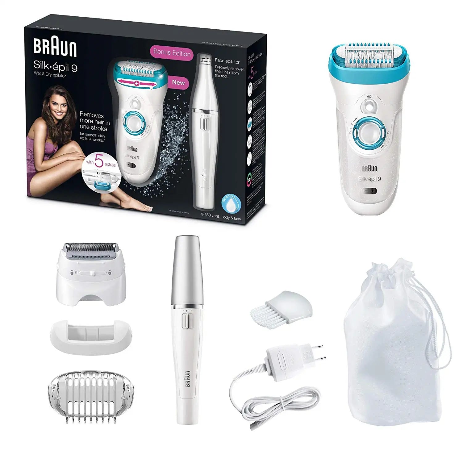 Braun Silk·épil Bonus Edition – Wet & Dry Face & Body Epilator