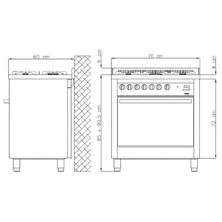 Lofra 70cm Curve Cooker – Convection Gas Oven & Gas Grill (Stainless Steel)