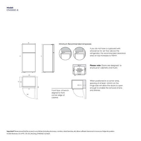 Electrolux top freezer refrigerator 700 series – elerefetm5002c-b