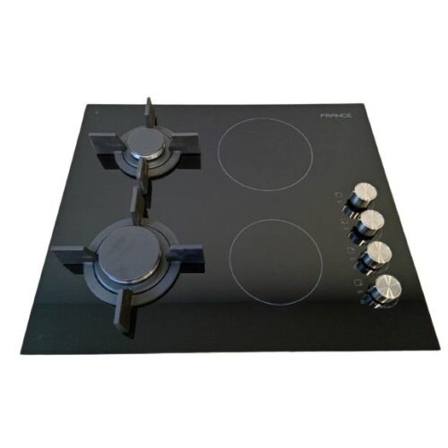 France VD60BNGV 60 cm Built‑In Gas & Vitroceramic Hob – Black Glass