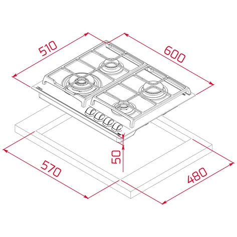 TEKA 60cm Gas on Glass Hob GZC64320