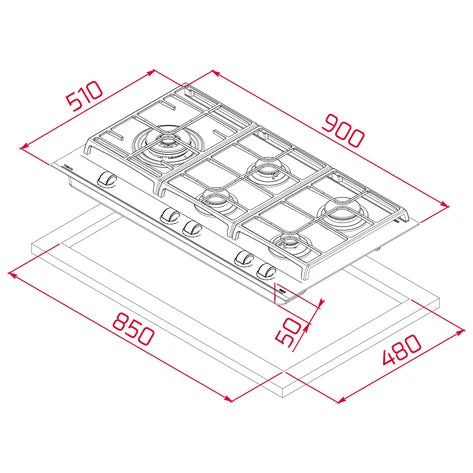 Teka GZC 95320 90 cm Gas on Glass Hob – ExactFlame Function