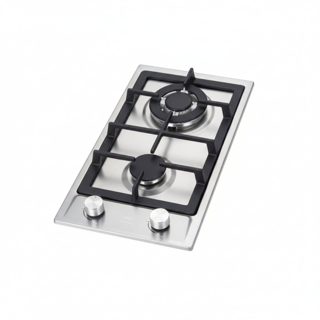 Queen Chef QCHB30-2GS/S (A) Built-in Gas Hob – 2 Burners, Stainless Steel