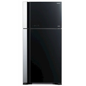 Hitachi RVG760PK71GBK Black Glass Top Mount Refrigerator – 28 Cu. Ft