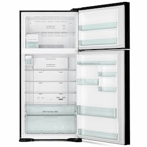 Hitachi RVG760PK71GBK Black Glass Top Mount Refrigerator – 28 Cu. Ft