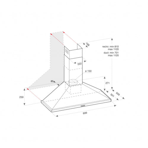 Ariston Wall‑Mounted Cooker Hood 90 cm