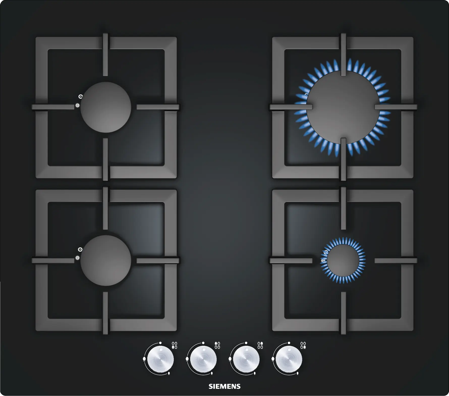 SIEMENS EP616HB21E52 Gas Hob 60cm Black Glass