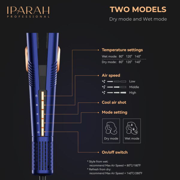 IPARAH P-098 BLDC Dry & Straight Hair 2-IN-1 Negative Ion Professional Hot Air Styler
