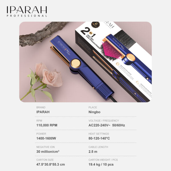 IPARAH P-098 BLDC Dry & Straight Hair 2-IN-1 Negative Ion Professional Hot Air Styler