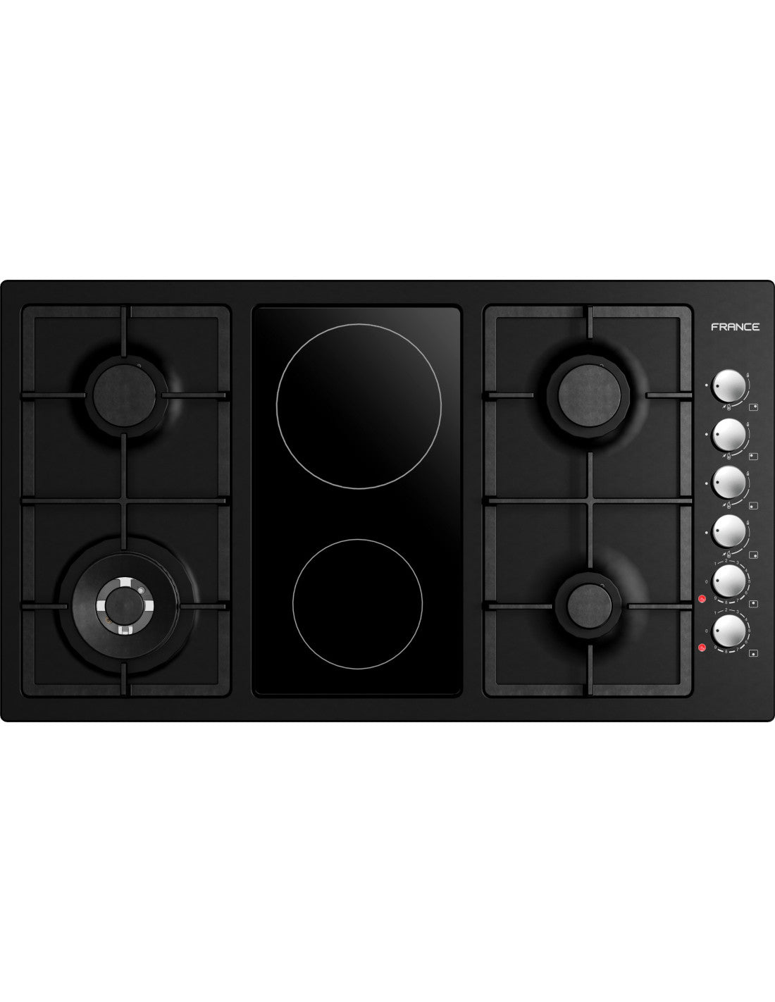 France FQ9042NGV 90 cm Built‑In Flat Hob – Gas & Electric Vitro‑Ceramic Hybrid