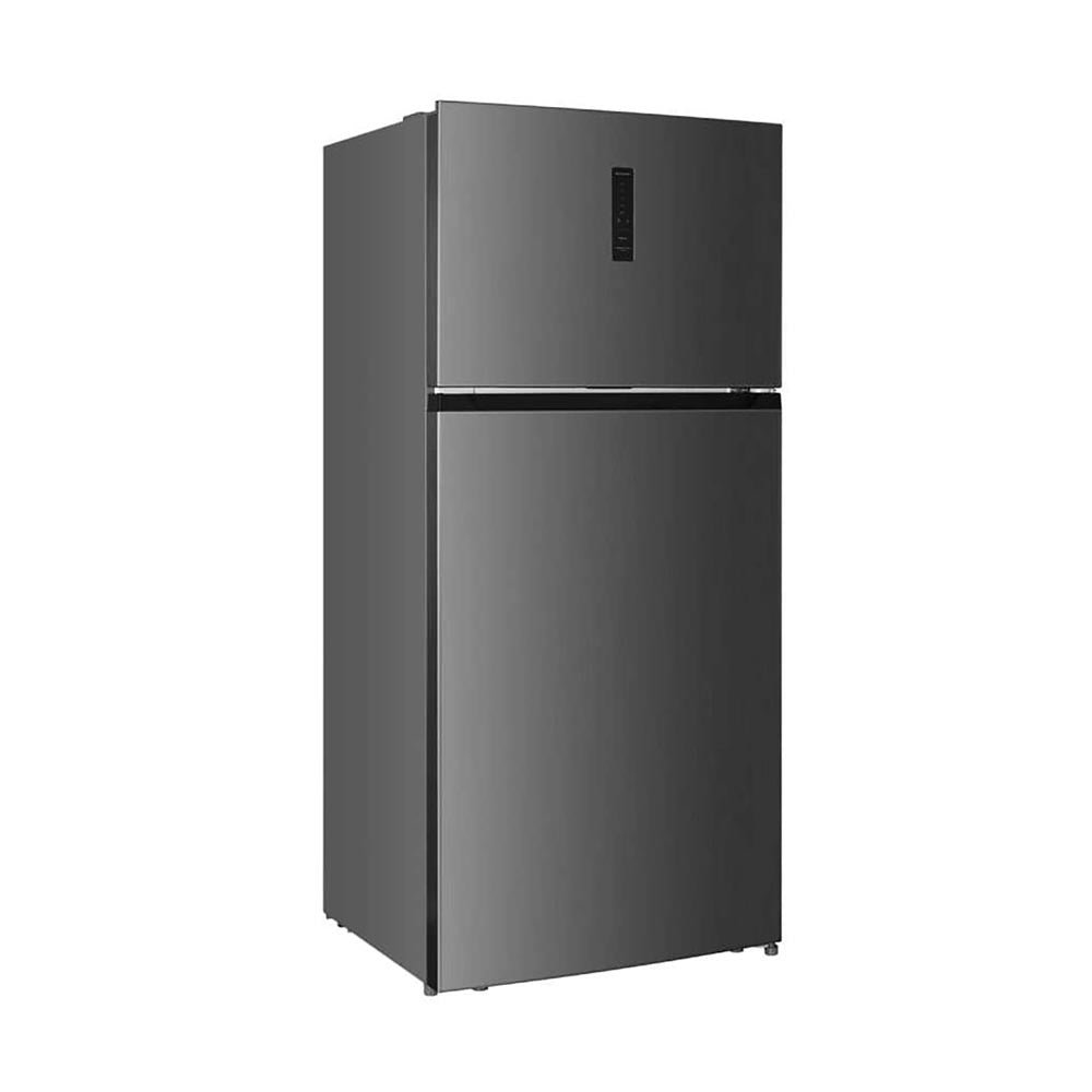 Stainless steel refrigerator on a white background