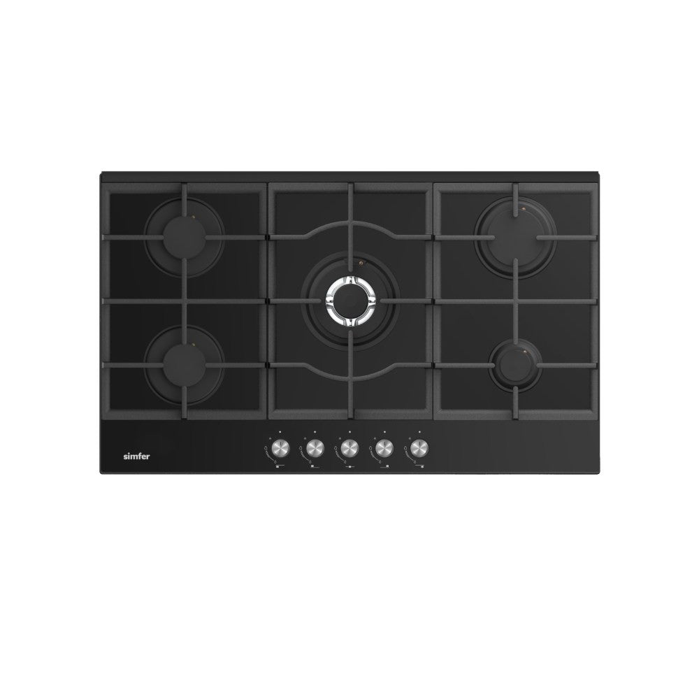 Simfer H9.505.JGSSP 90 cm Built‑In Gas Hob – Black Glass