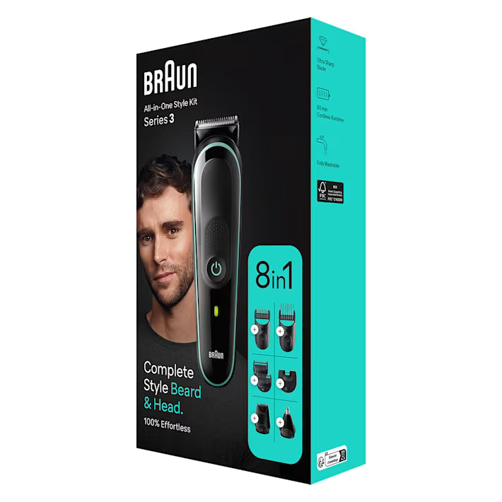 Braun 8-in-1 Style Kit 3 Beard & Hair Grooming Kit (Green)
